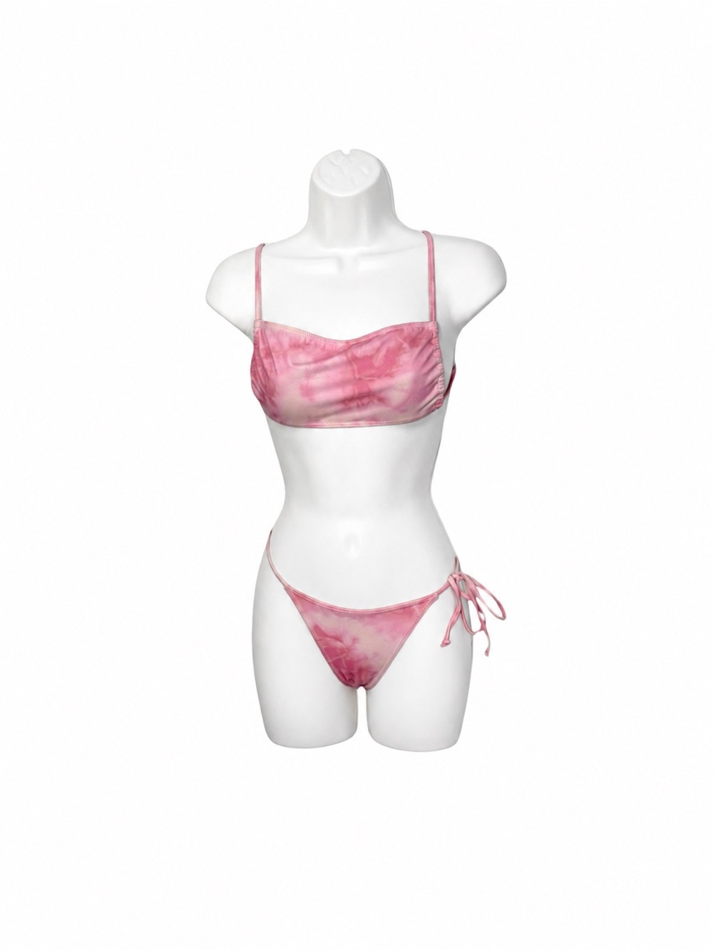 L.A. Hearts PacSun XS Pink Tie Dye Tie-Back Bandeau Bikini Set Y2K Barbiecore